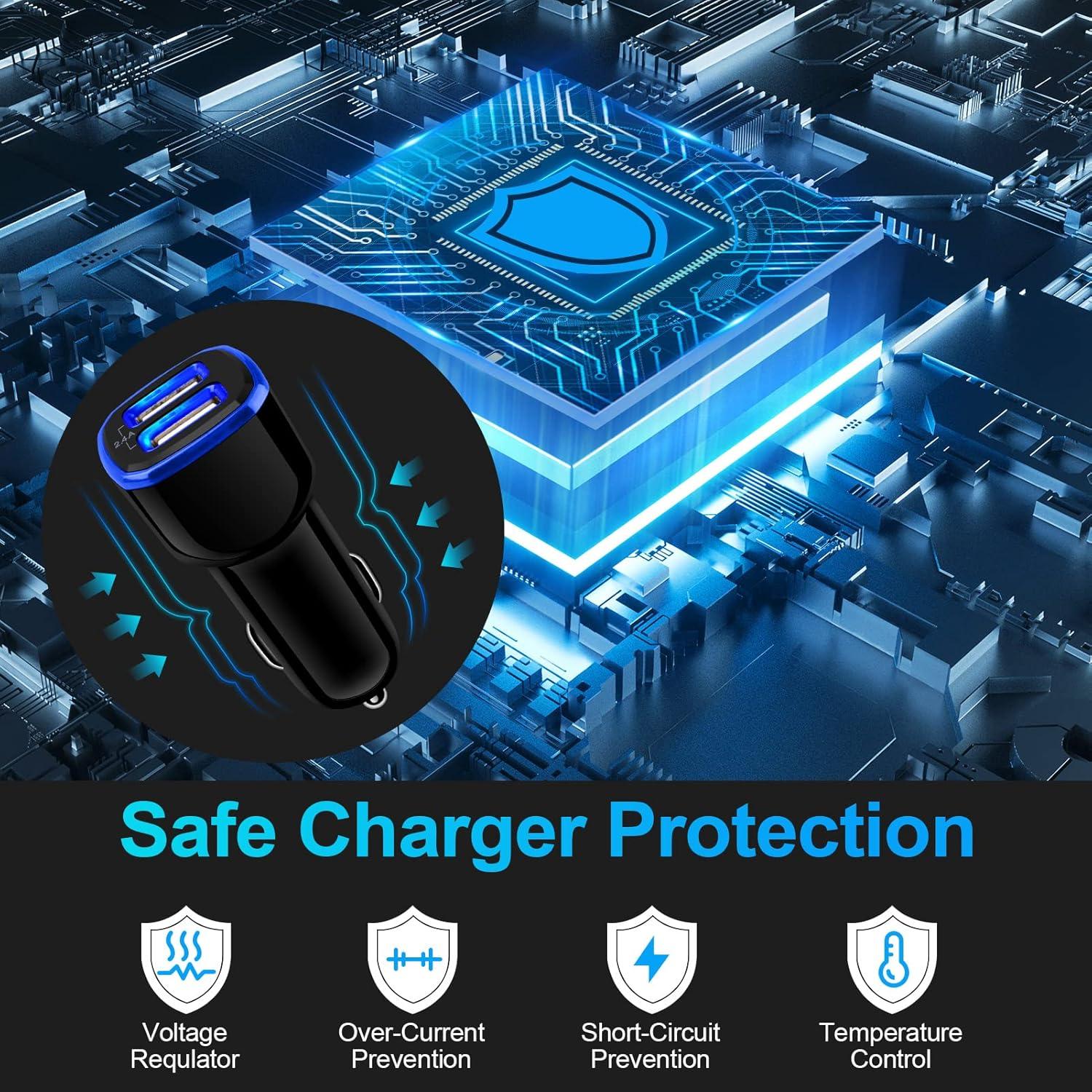 Cargador de Coche USB Rápido 3 Pack AndHot 2.4A Doble Puerto