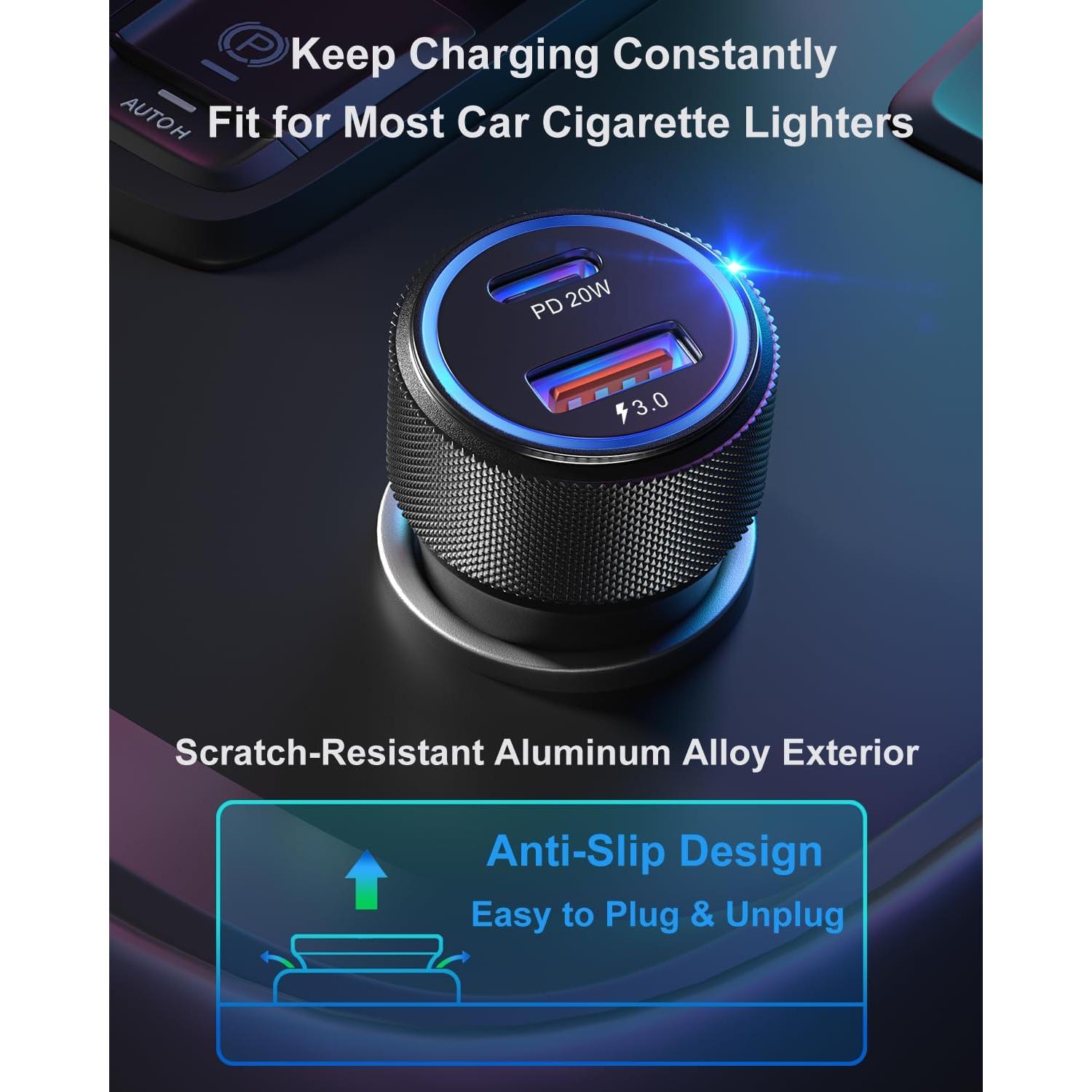 Cargador de coche USB OKRAY 36W Dual PD3.0 QC3.0 Negro