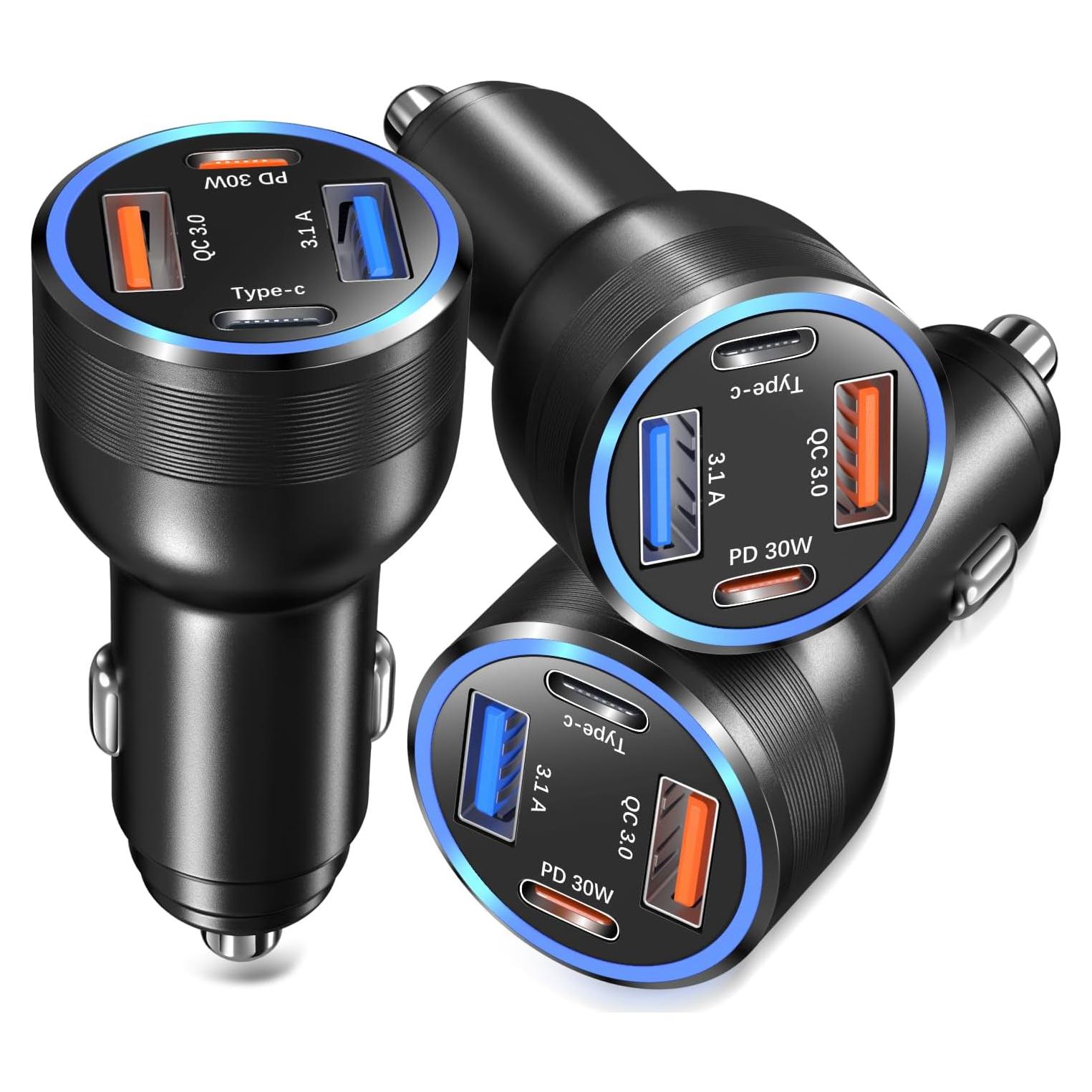 Cargador de coche USB C 4 Puertos 65W Bangfun Negro