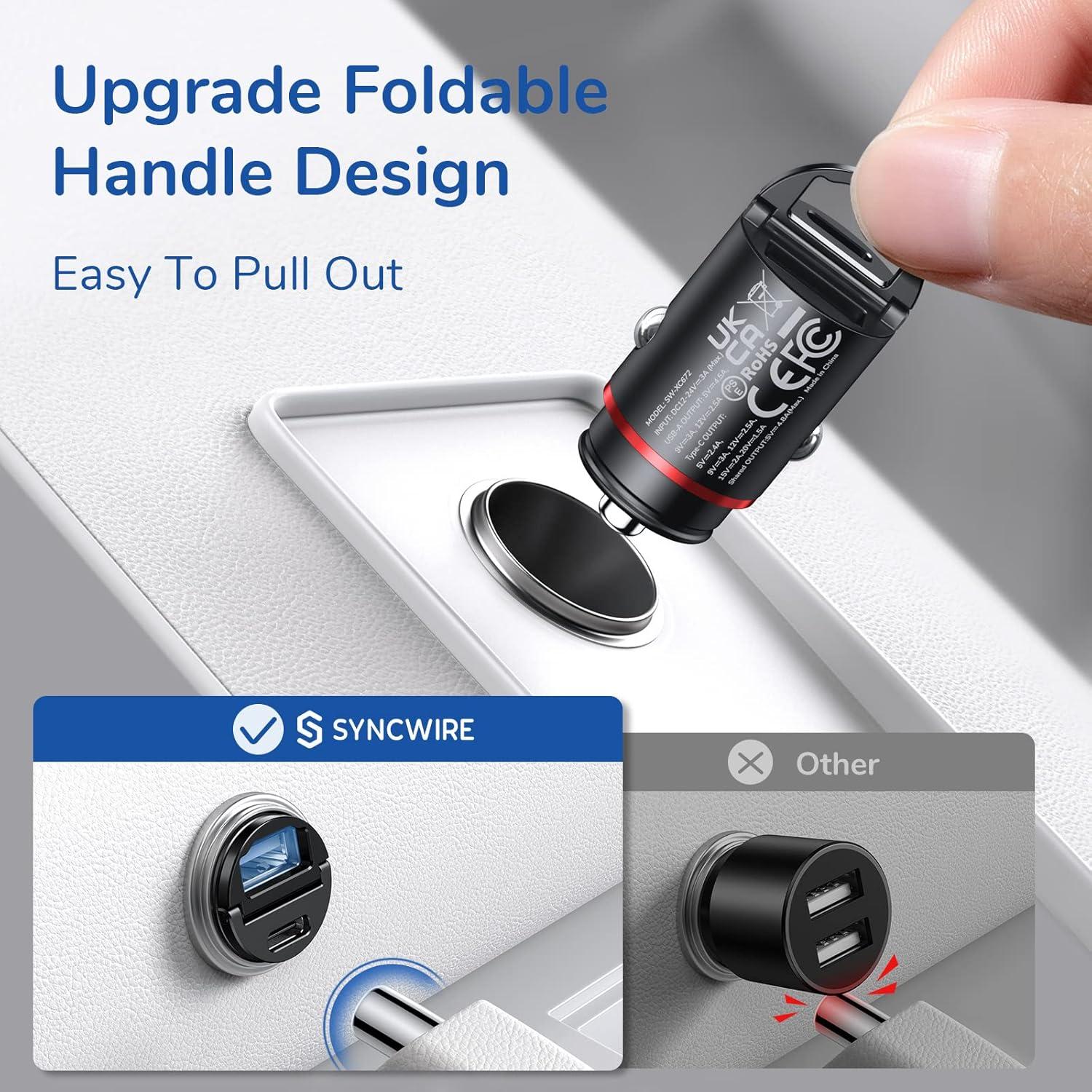 Cargador de Coche USB C Syncwire 60W Carga Rápida 30W PD QC