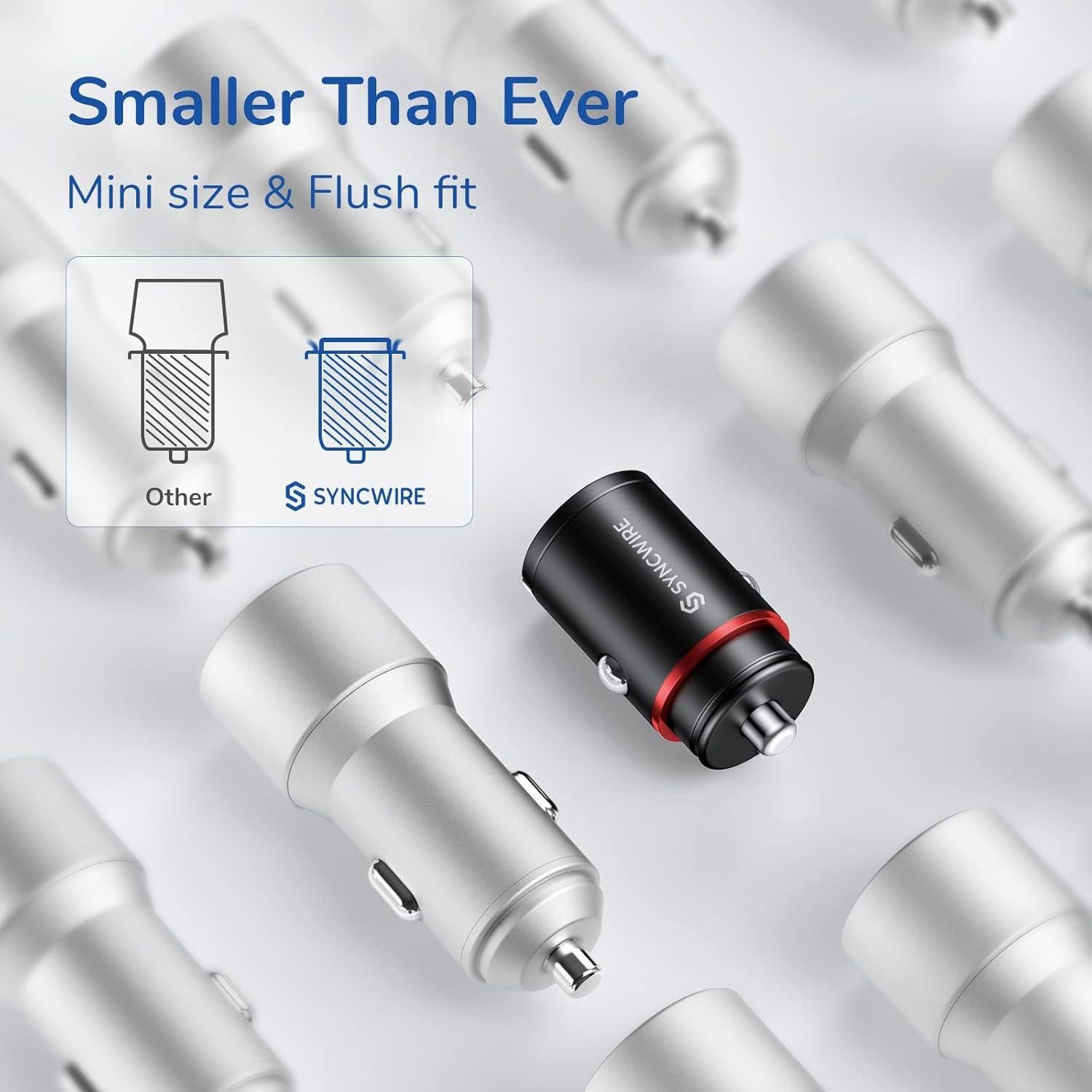 Cargador de Coche USB C Syncwire 60W Carga Rápida 30W PD QC