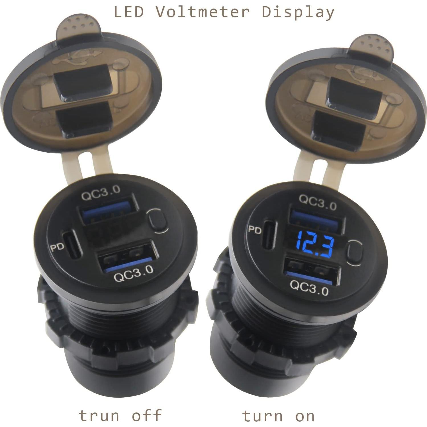 Cargador de coche SUTN USB C PD y QC 3.0, 3 puertos, 12V