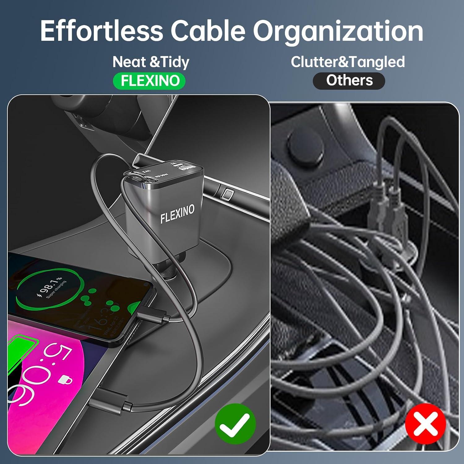 Cargador de coche Flexino 4 en 1 USB C 69W para iPhone 16