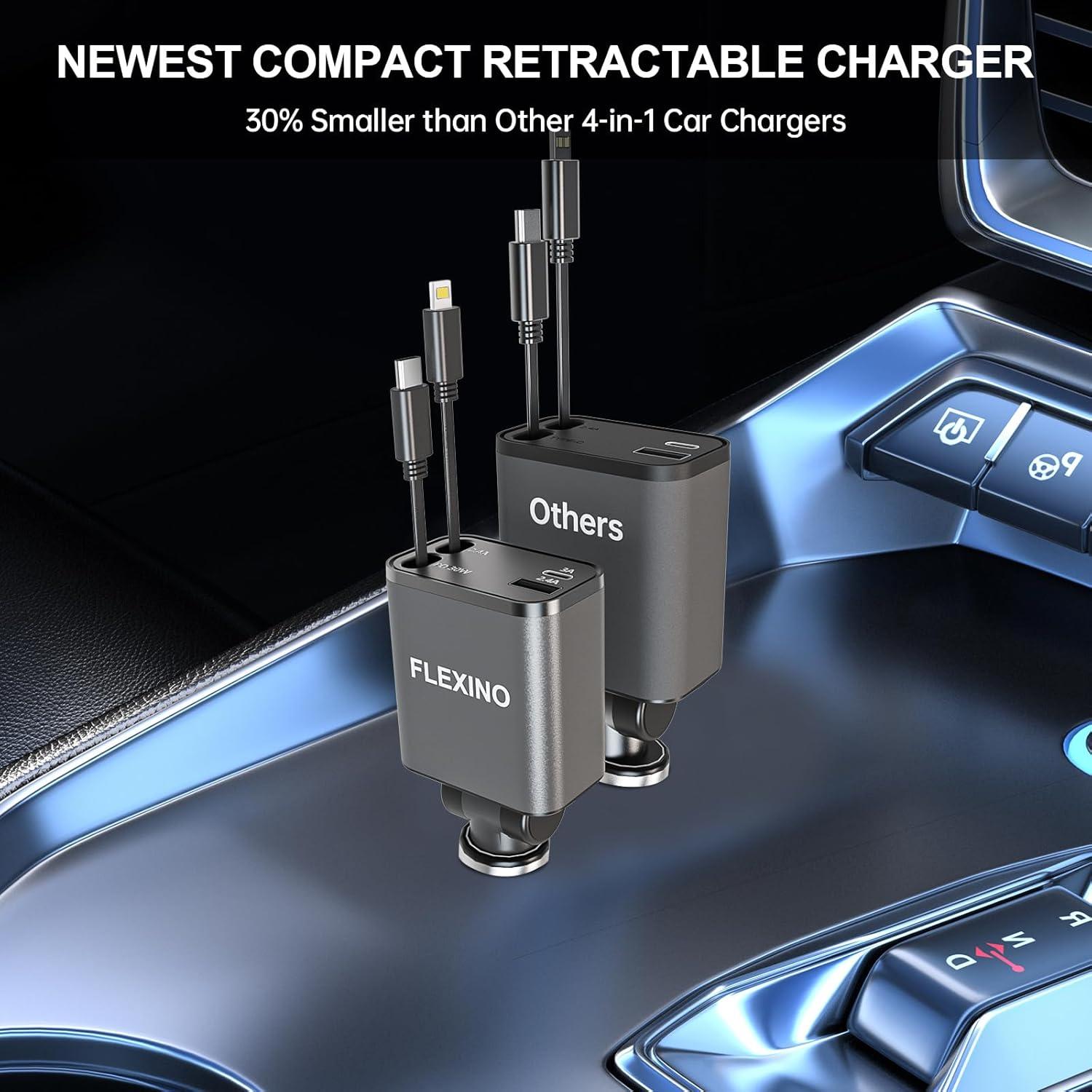 Cargador de coche Flexino 4 en 1 USB C 69W para iPhone 16