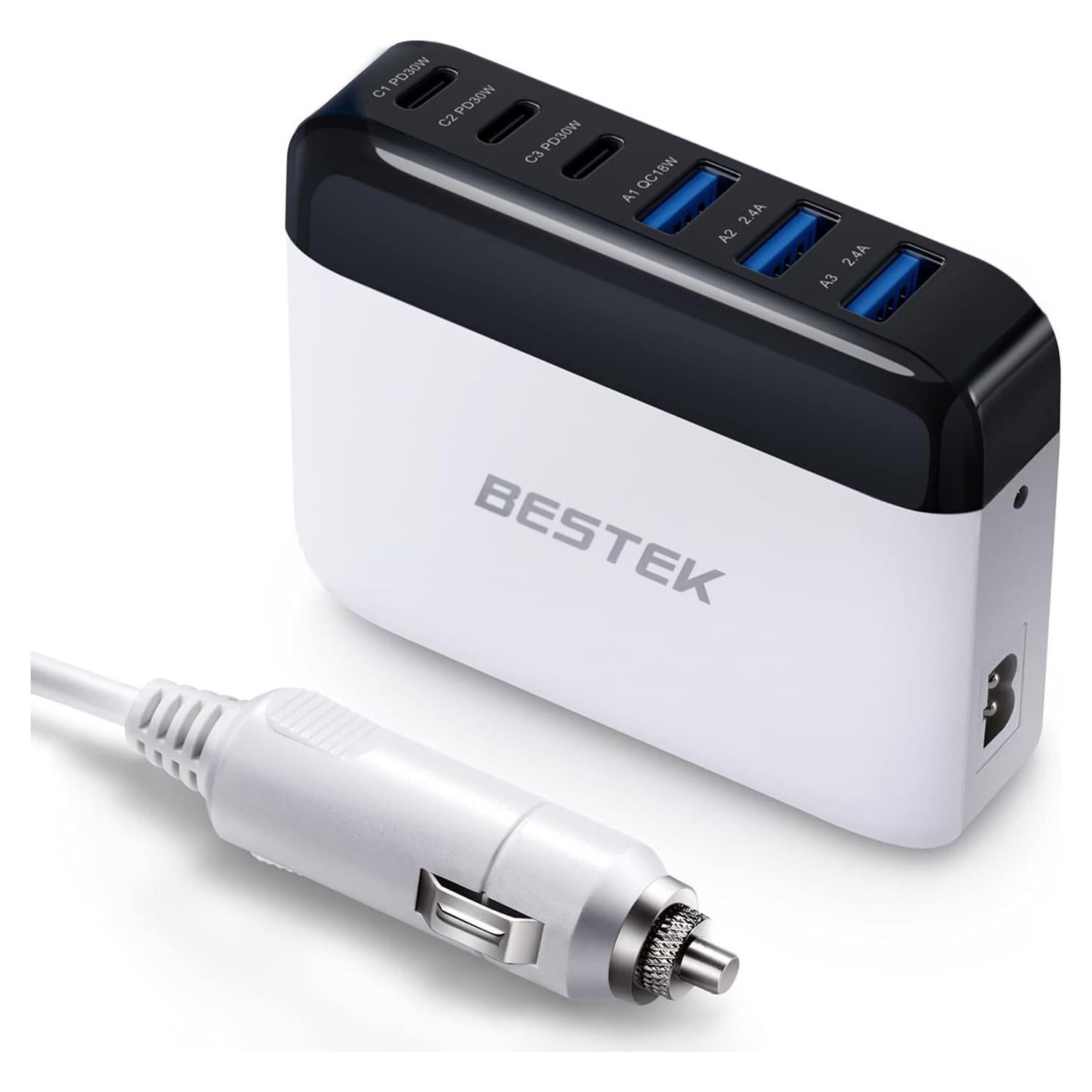Cargador de Coche USB Multi Puertos BESTEK 125W Carga Rápida