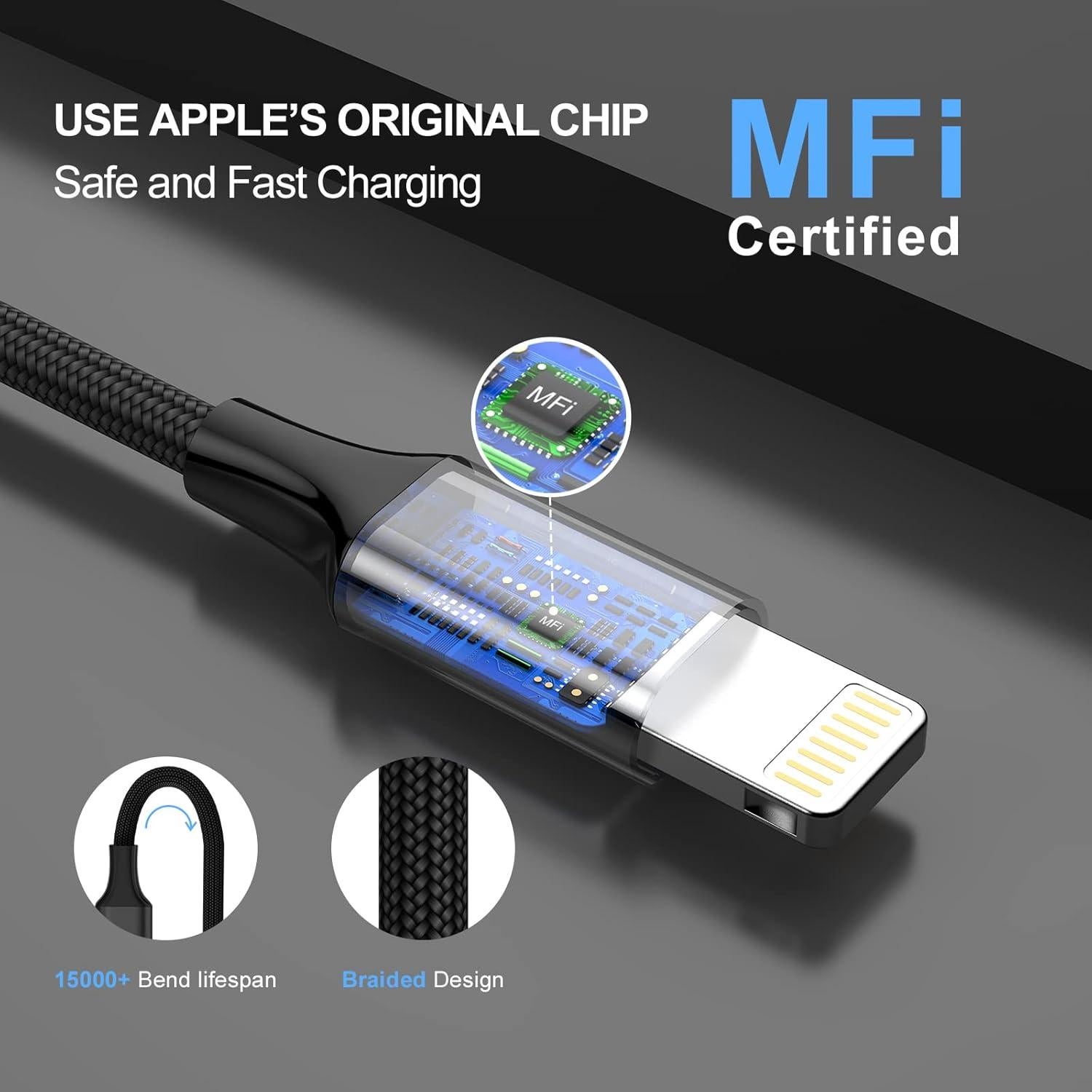 Cargador Rápido para Coche Worsors Dual USB 4.8A + 2 Cables MFi