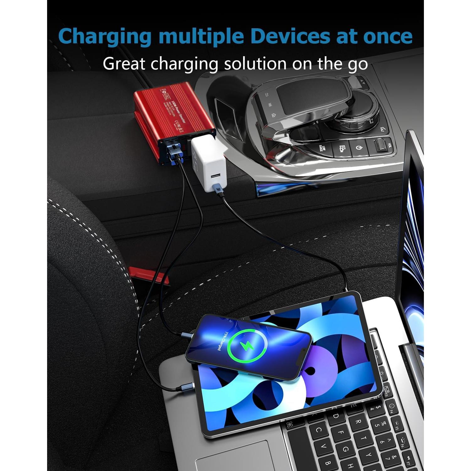 Inversor de Potencia FOVAL 150W 12V a 220V con 2 USB