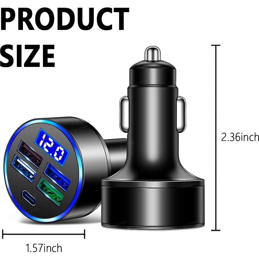 Cargador de coche Aokdom 5 Puertos USB Tipo C Rápido 15.5W