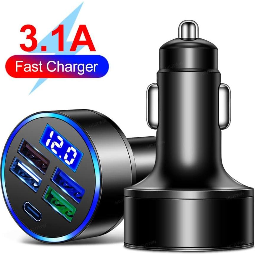 Cargador de coche Aokdom 5 Puertos USB Tipo C Rápido 15.5W