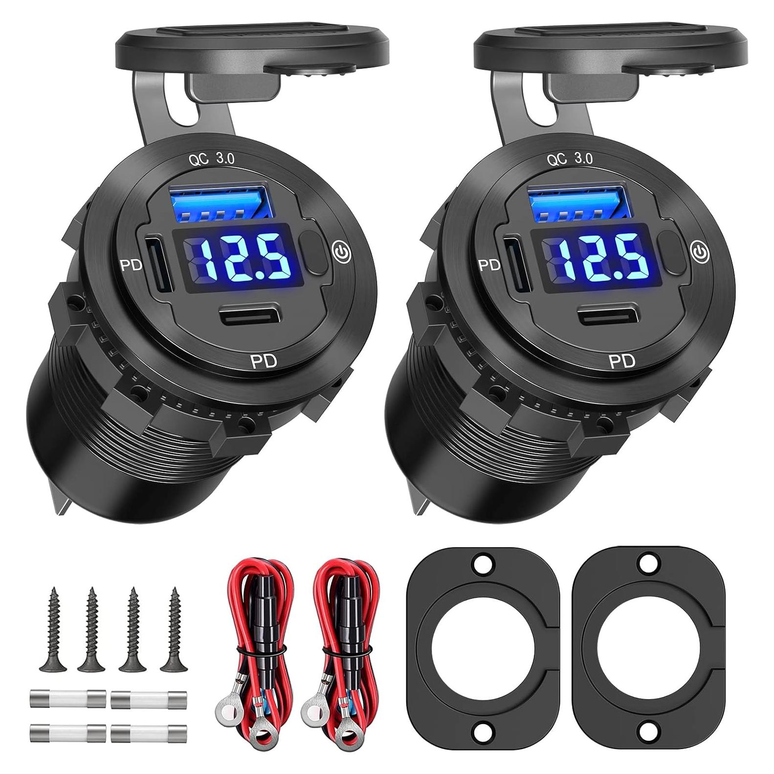 Cargador de Coche USB-C Doble 12V Ouffun 30W y 18W QC3.0