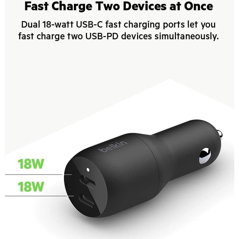 Cargador de coche Belkin 36W Doble USB-C con PPS