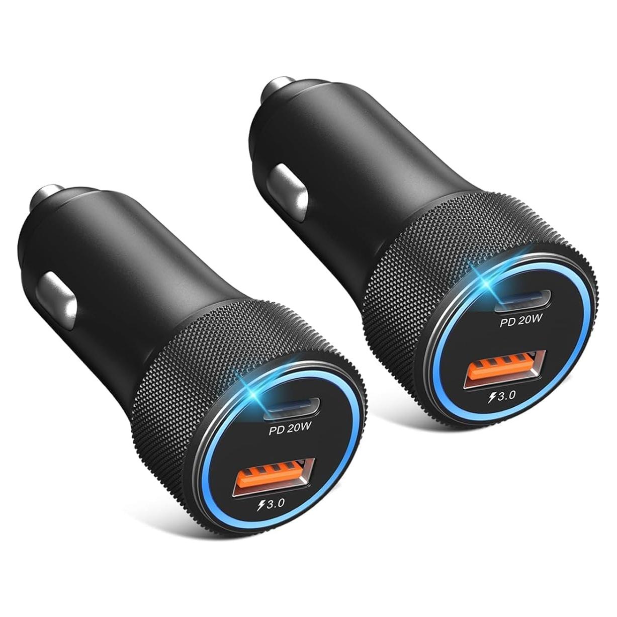 Cargador de coche USB C Eversame 38W 12V 2 paquetes carga rápida