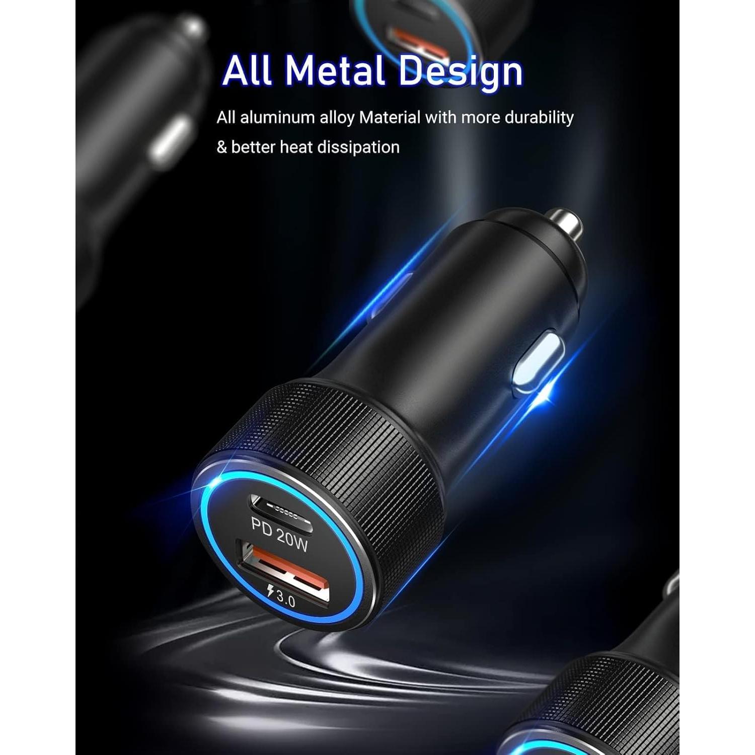 Cargador de coche USB C Eversame 38W 12V 2 paquetes carga rápida