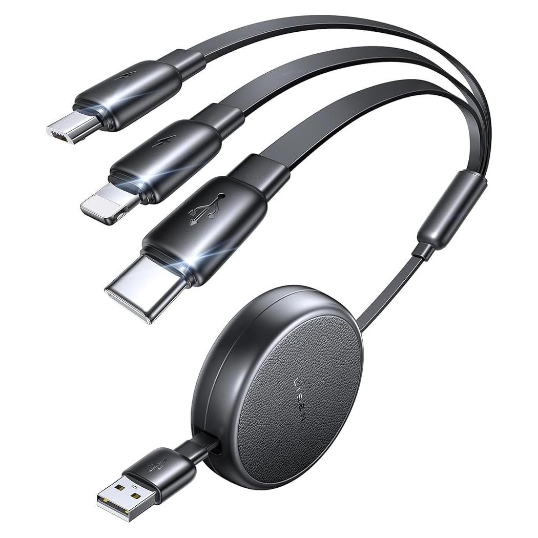 Cable de Carga Múltiple LISEN 3 en 1 Retráctil USB-C iPhone