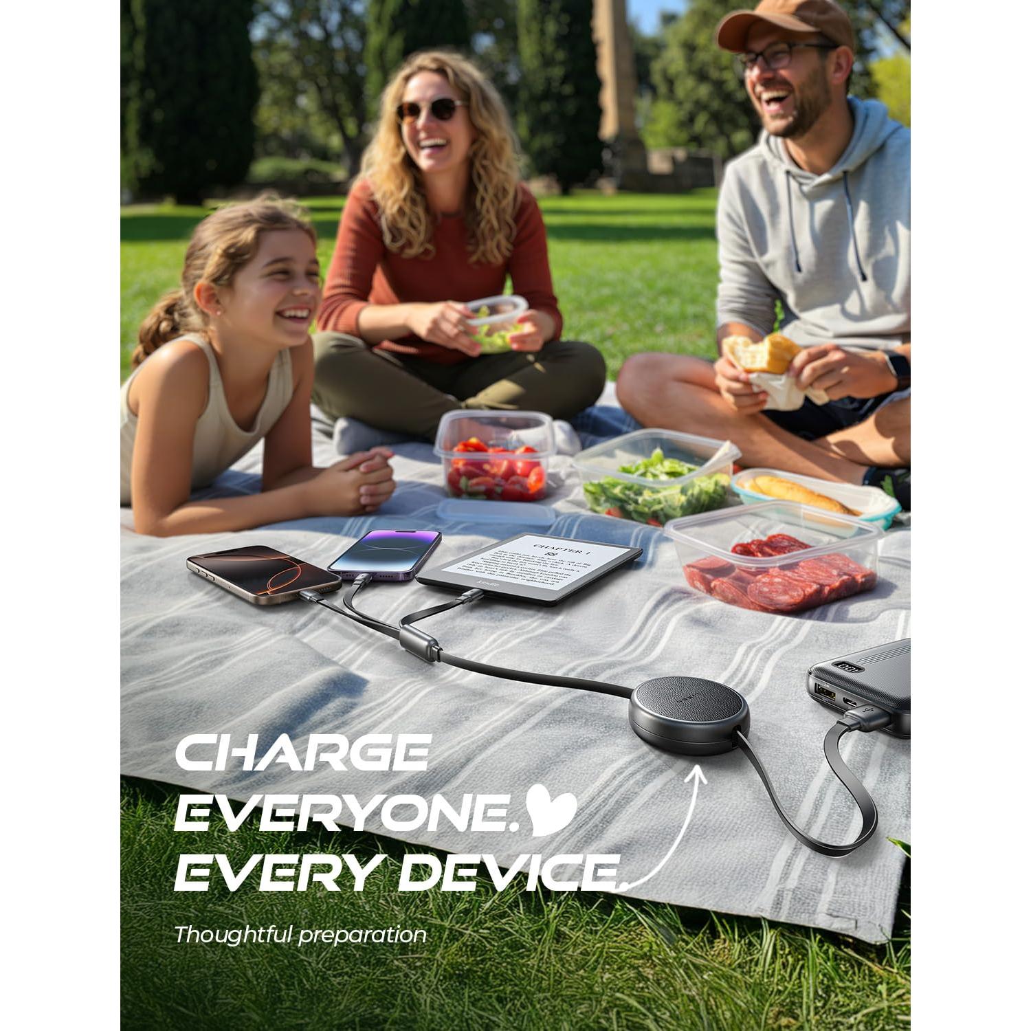 Cable de Carga Múltiple LISEN 3 en 1 Retráctil USB-C iPhone