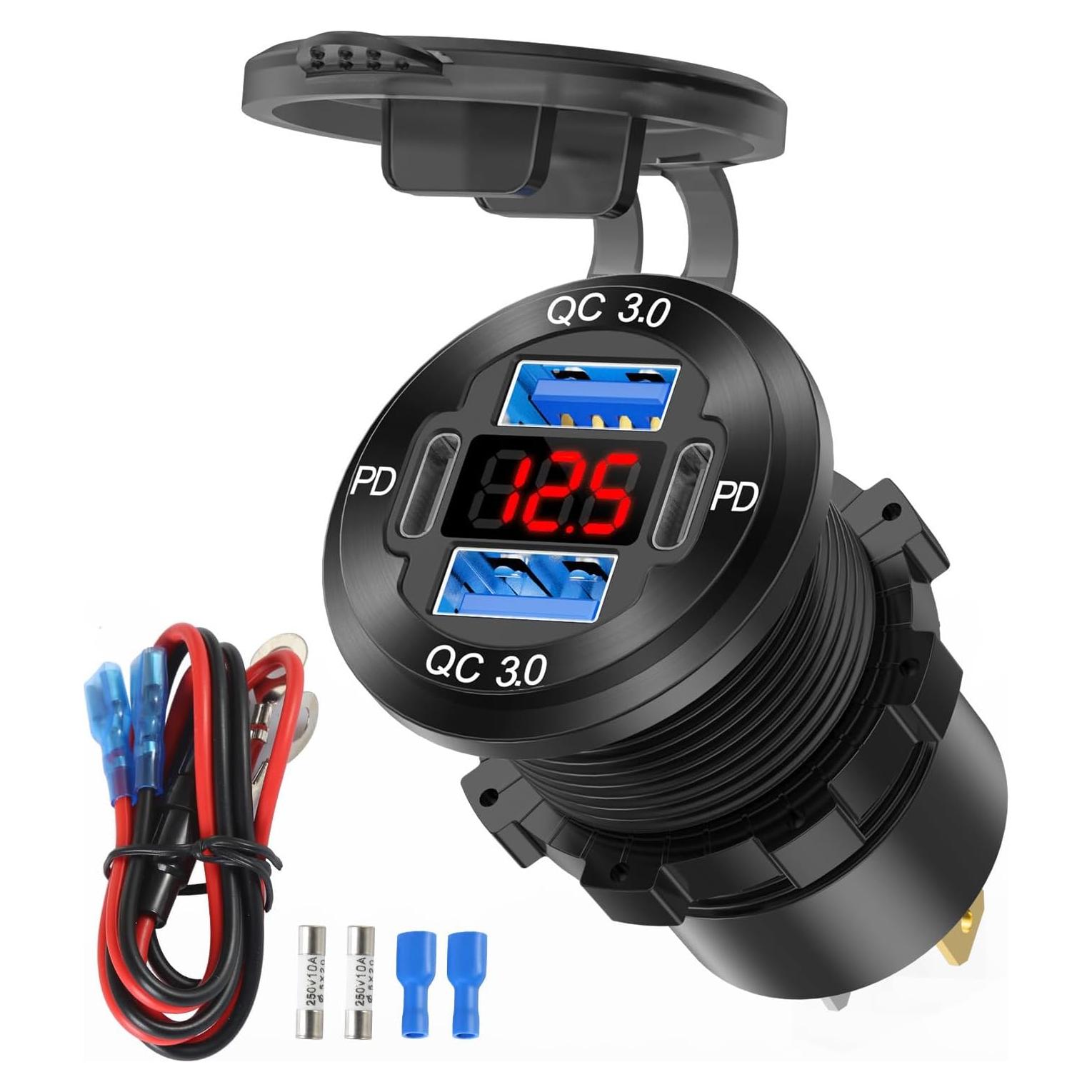 Cargador USB de 12V TIANWIDJEW 4 Puertos Carga Rápida