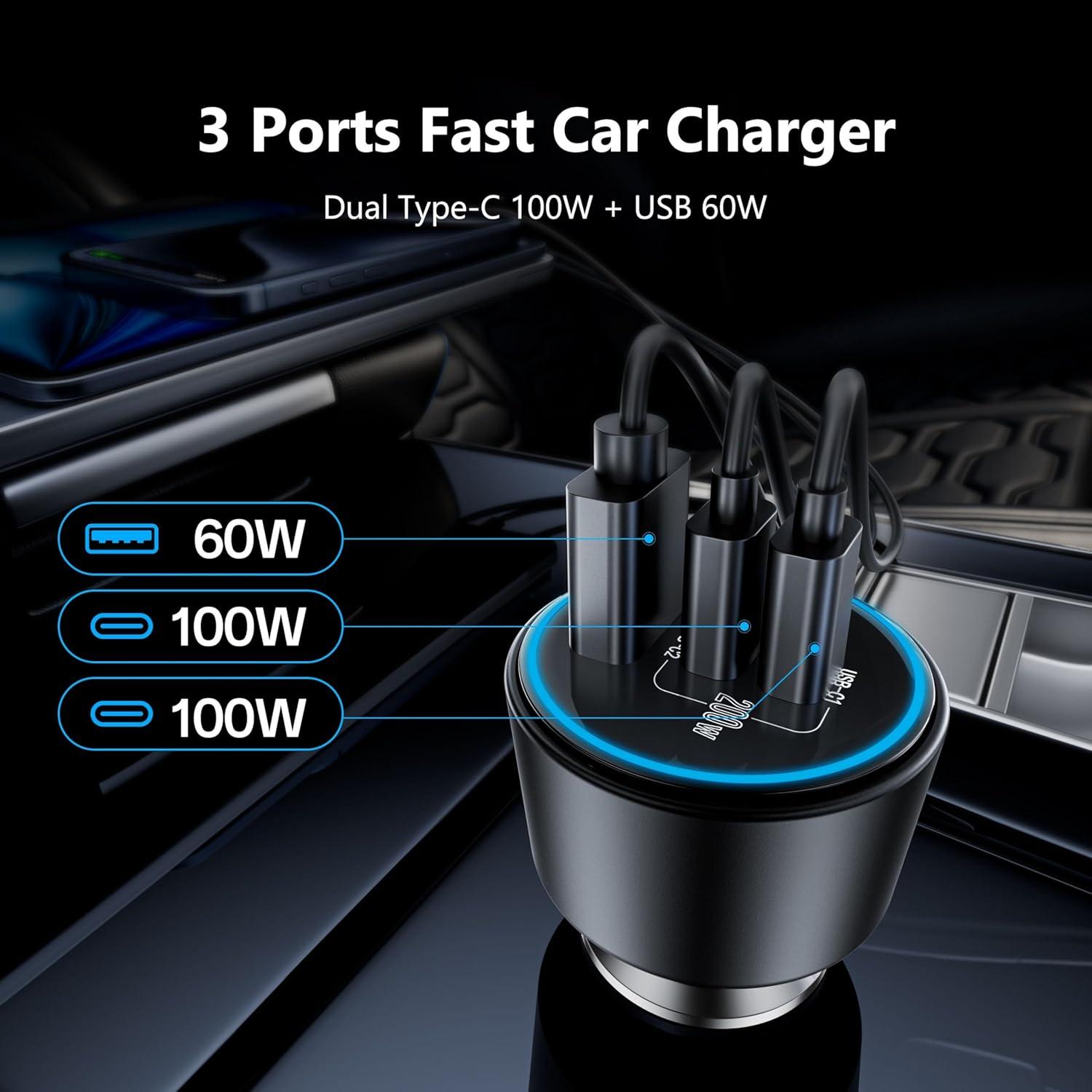 Cargador de coche USB C 200W ROADRESS carga rápida dual