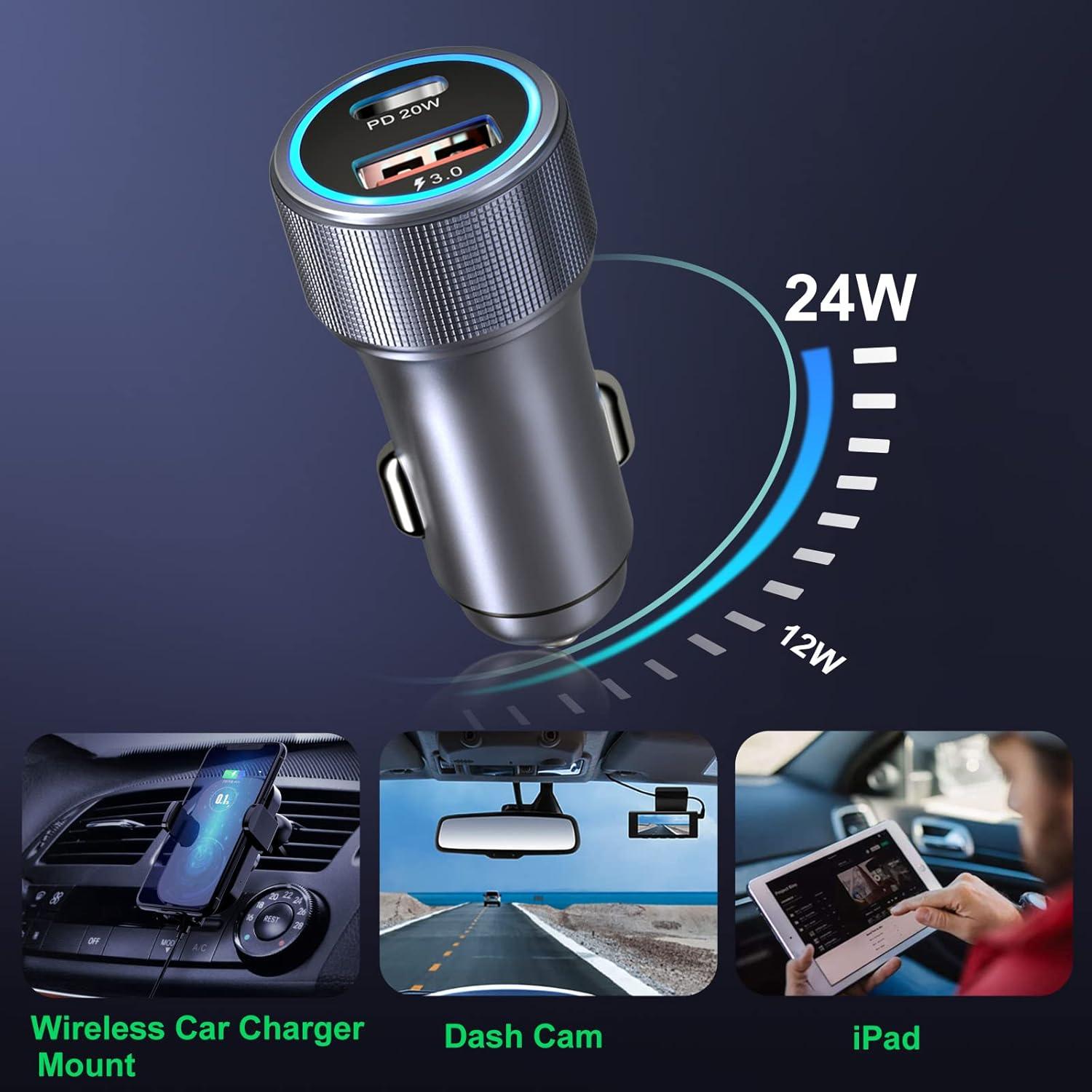 Cargador de Coche USB C Bangfun 36W Dual 5 Pack Carga Rápida