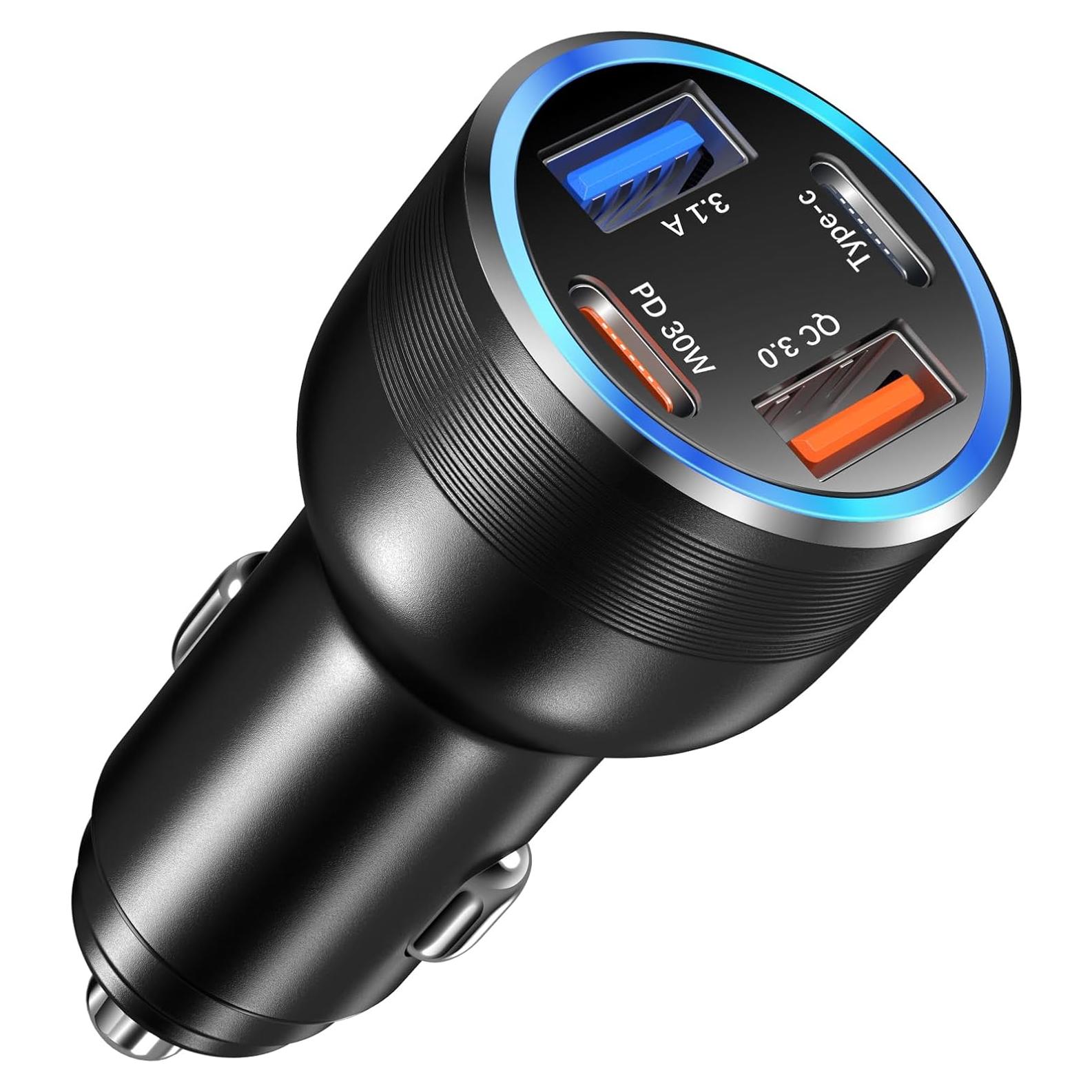 Cargador de coche USB C 65W Bangfun 4 puertos QC/PD 12V