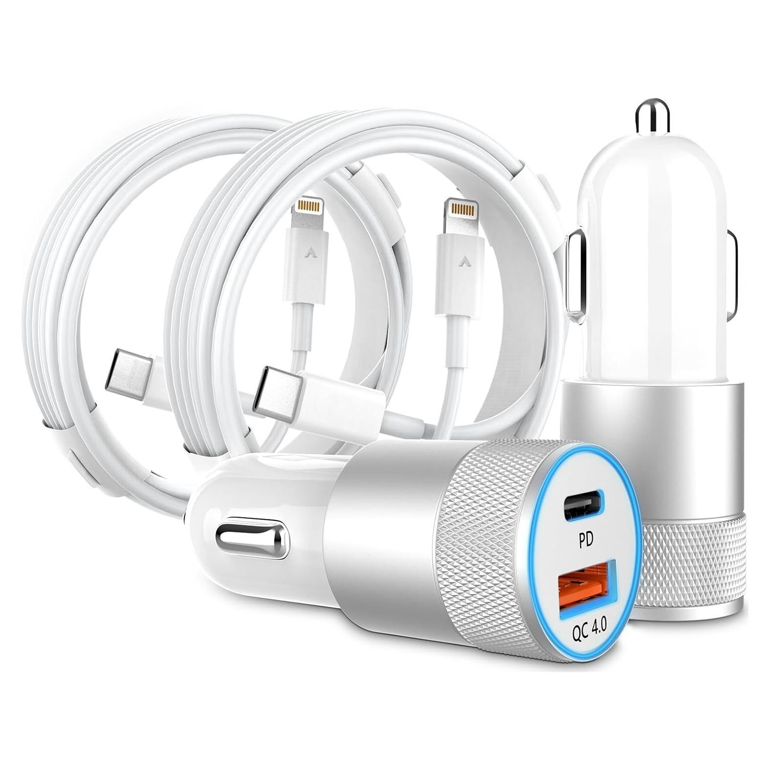 Cargador de coche PAIMIAN 48W USB-C y USB-A con cable MFi