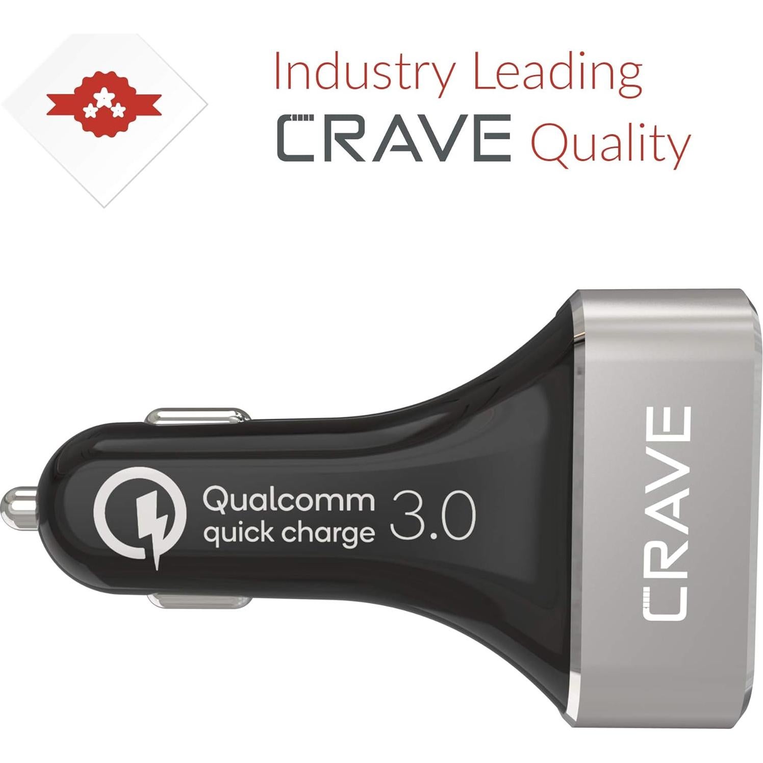 Cargador de coche Crave CarHub 54W 4 puertos USB QC 3.0 Negro