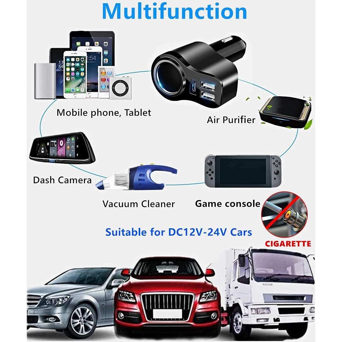 Cargador de Coche USB C 4 en 1 PD3.0 168W para iPhone