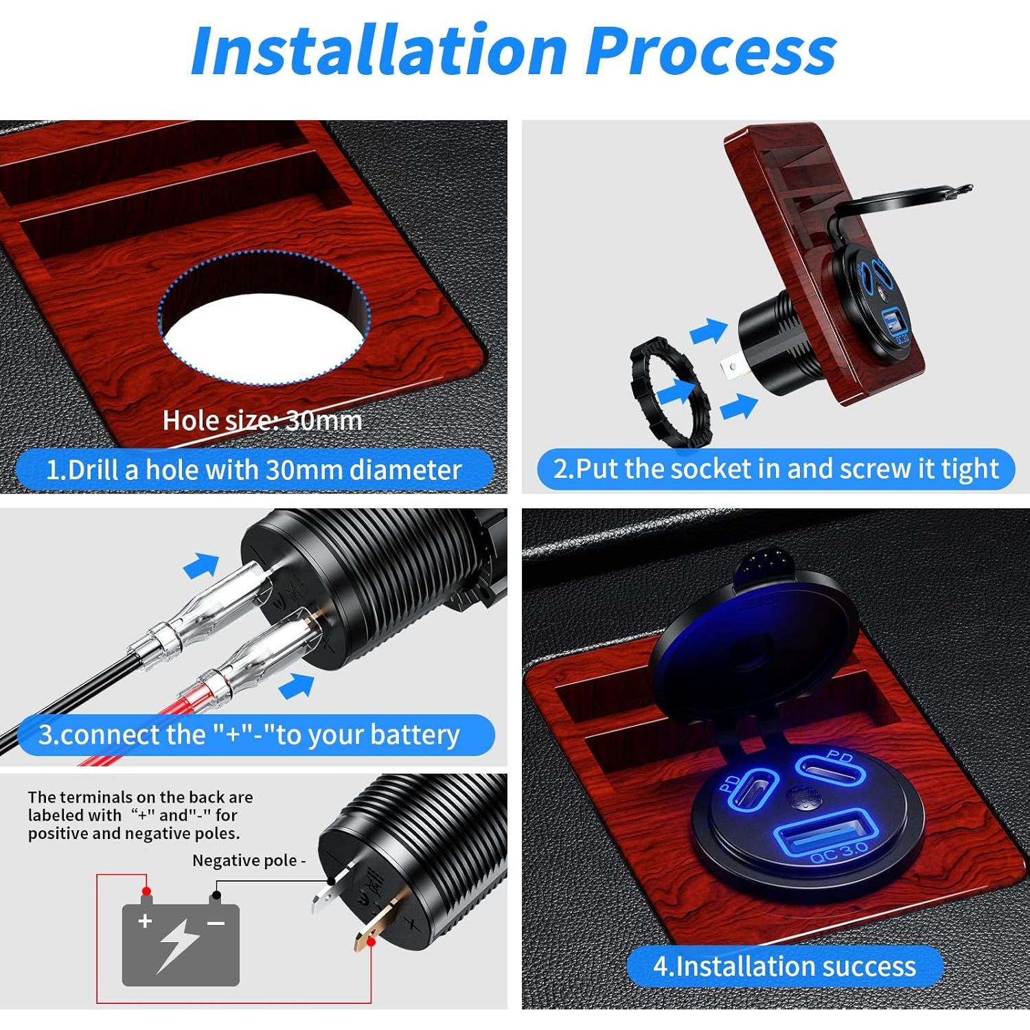 Cargador de Auto Kewig USB 12V 108W Doble PD3.0 y QC3.0