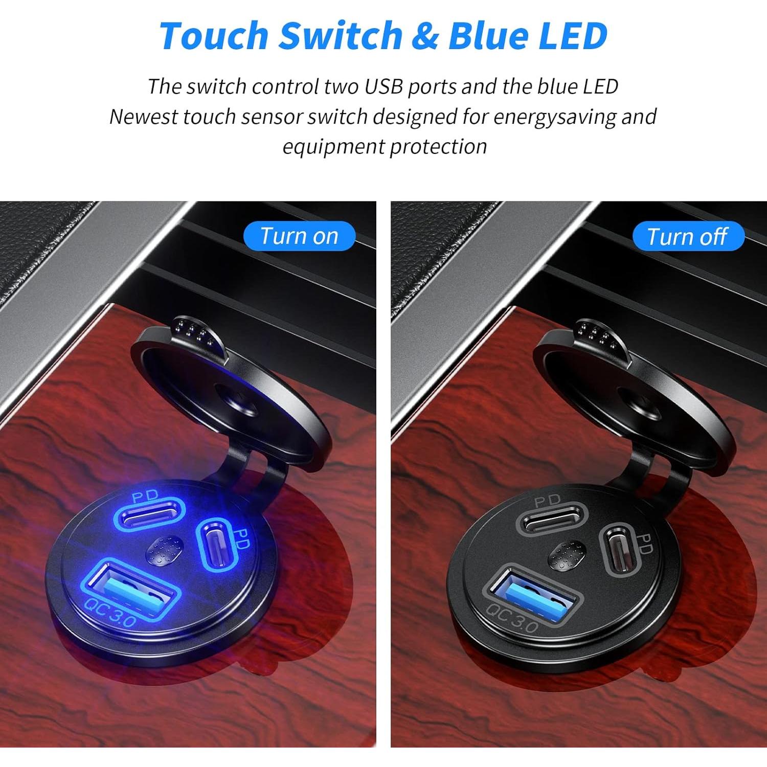 Cargador de Auto Kewig USB 12V 108W Doble PD3.0 y QC3.0