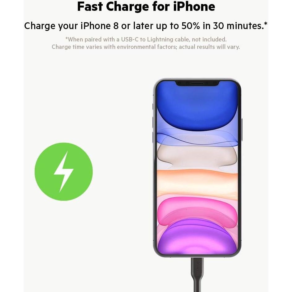 Cargador Rápido para Auto USB-C Belkin 20W Negro