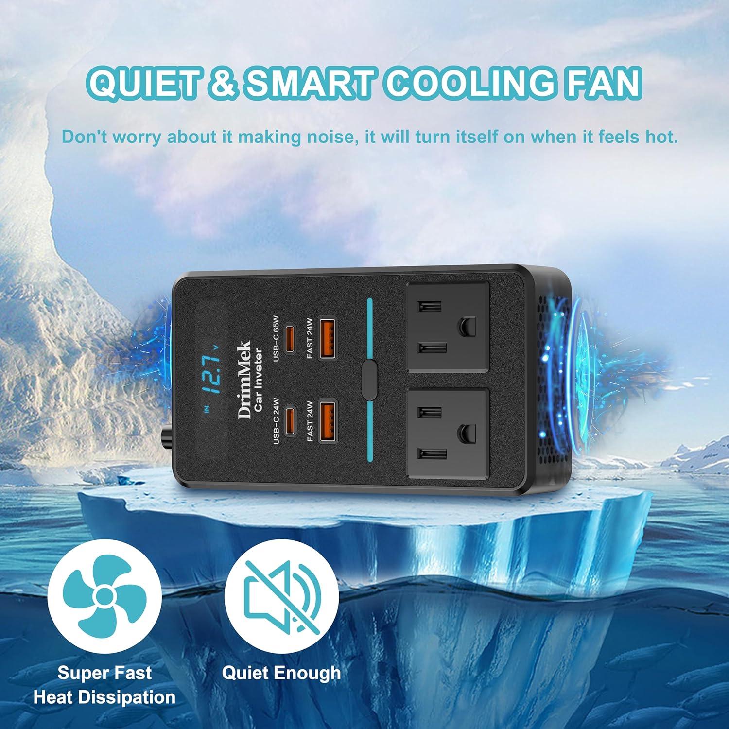 Inversor de Potencia 300W DrimMek 12V a 110V con USB-C