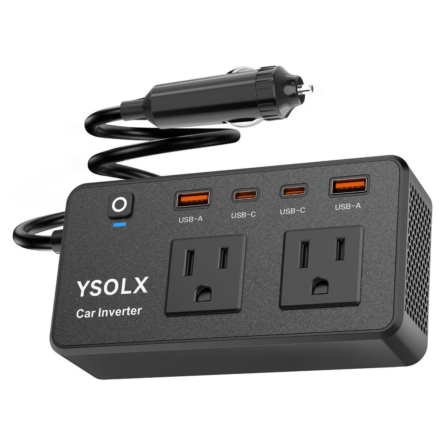 Inversor de Potencia 300W YSOLX DC 12V a 110V AC con USB