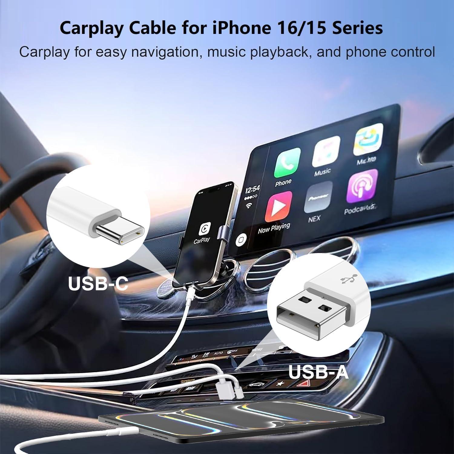 Cargador de coche USB-C 40W con 2 cables para iPhone y Samsung
