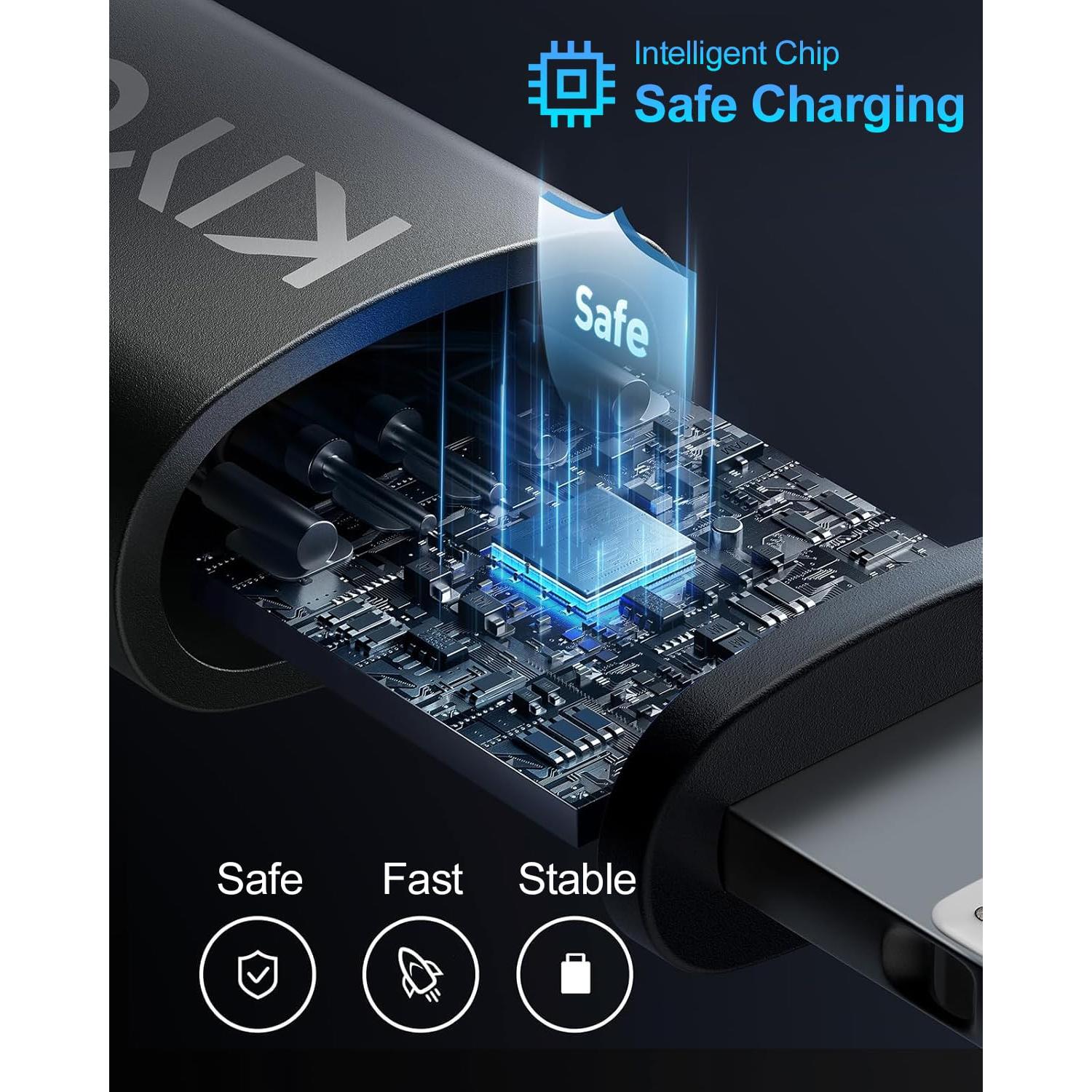 Cable USB C Enrollado Trenzado KIYODA 2Pack 1m Carga Rápida