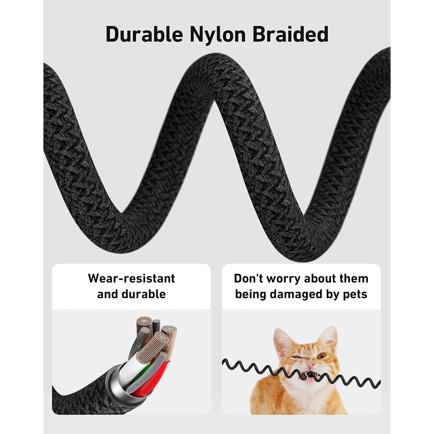 Cable USB C Enrollado Trenzado KIYODA 2Pack 1m Carga Rápida