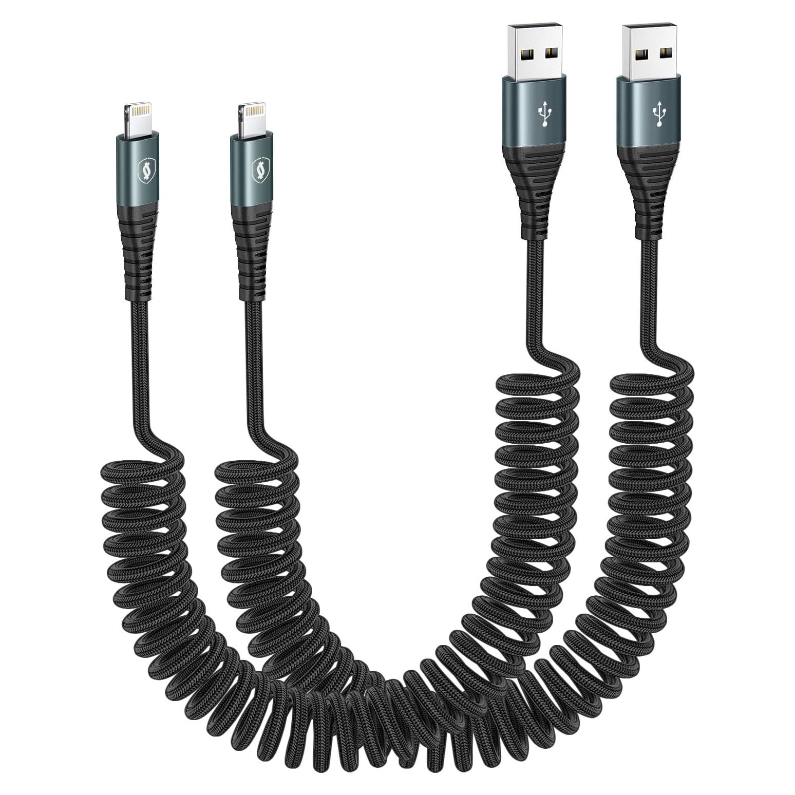 Cable Relámpago Enrollado JUKEKUL 2Pack 0.91m Carga Rápida