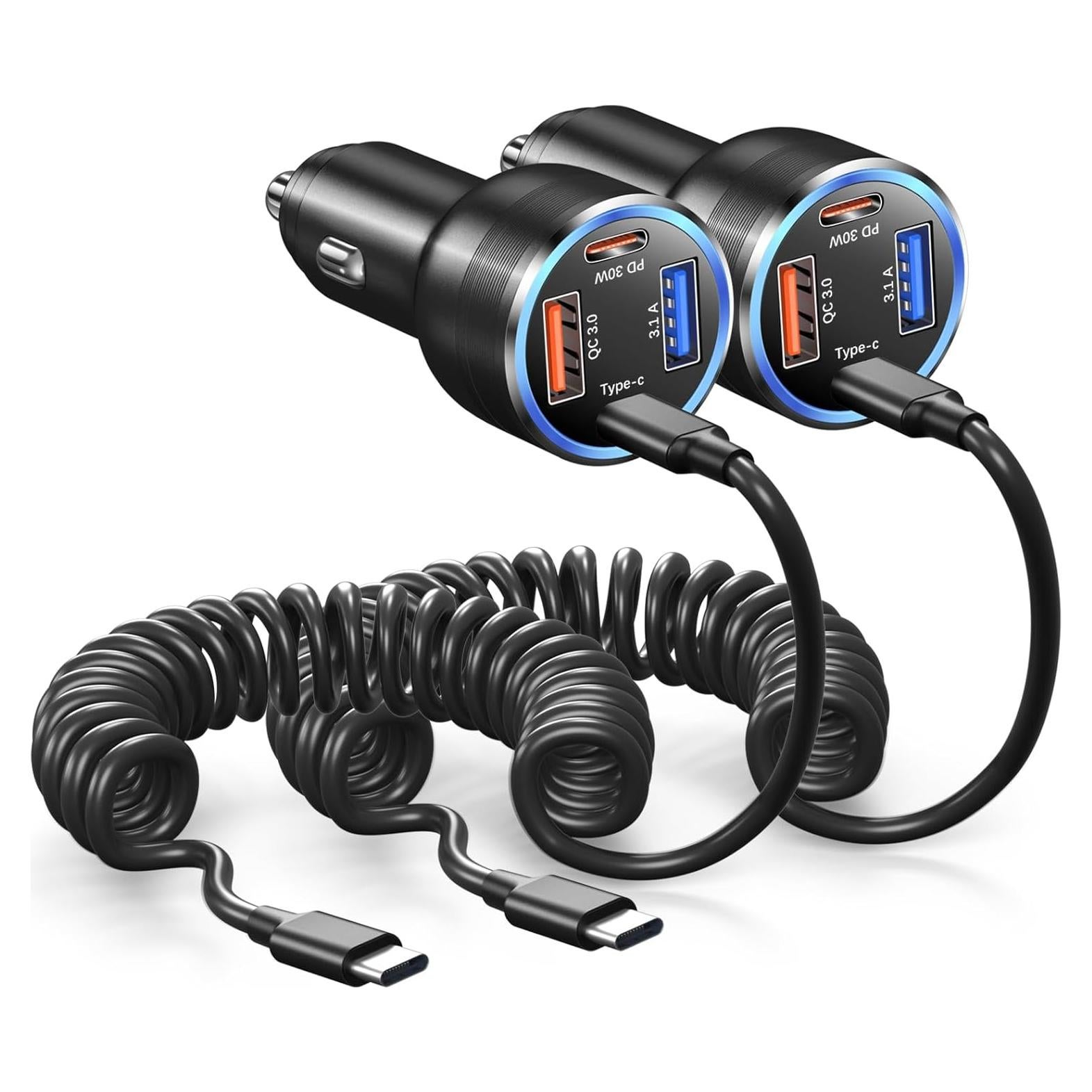 Cargador de coche USB C 65W Bangfun 4 puertos + Cable 1.5m