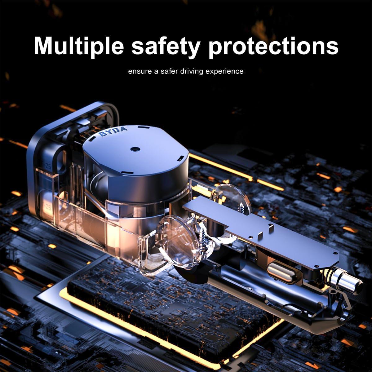 Cargador de Coche Retráctil BYDA 69W 4 en 1 USB-C y USB-A Gris