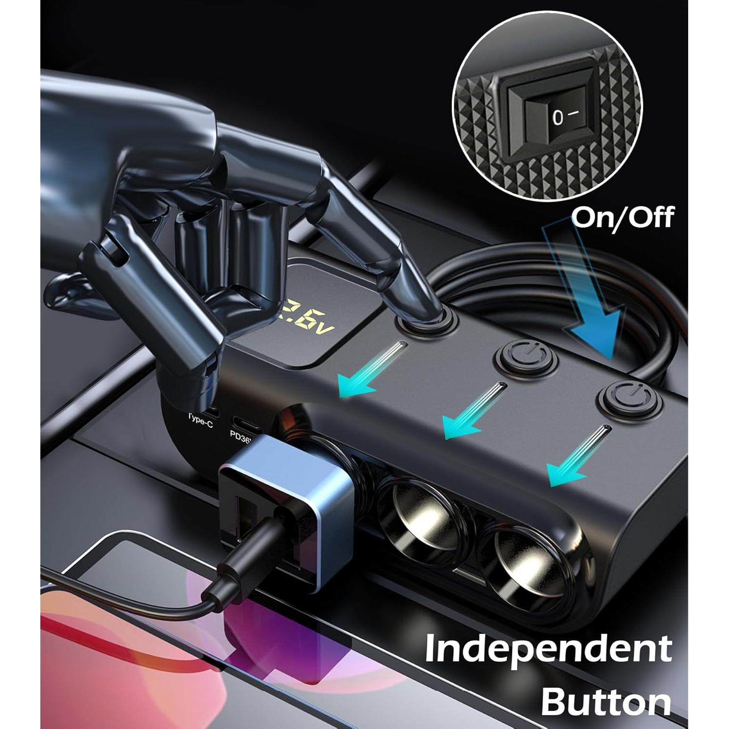 Divisor de Encendedor de Cigarrillos 8 en 1 LIHAN 120W USB