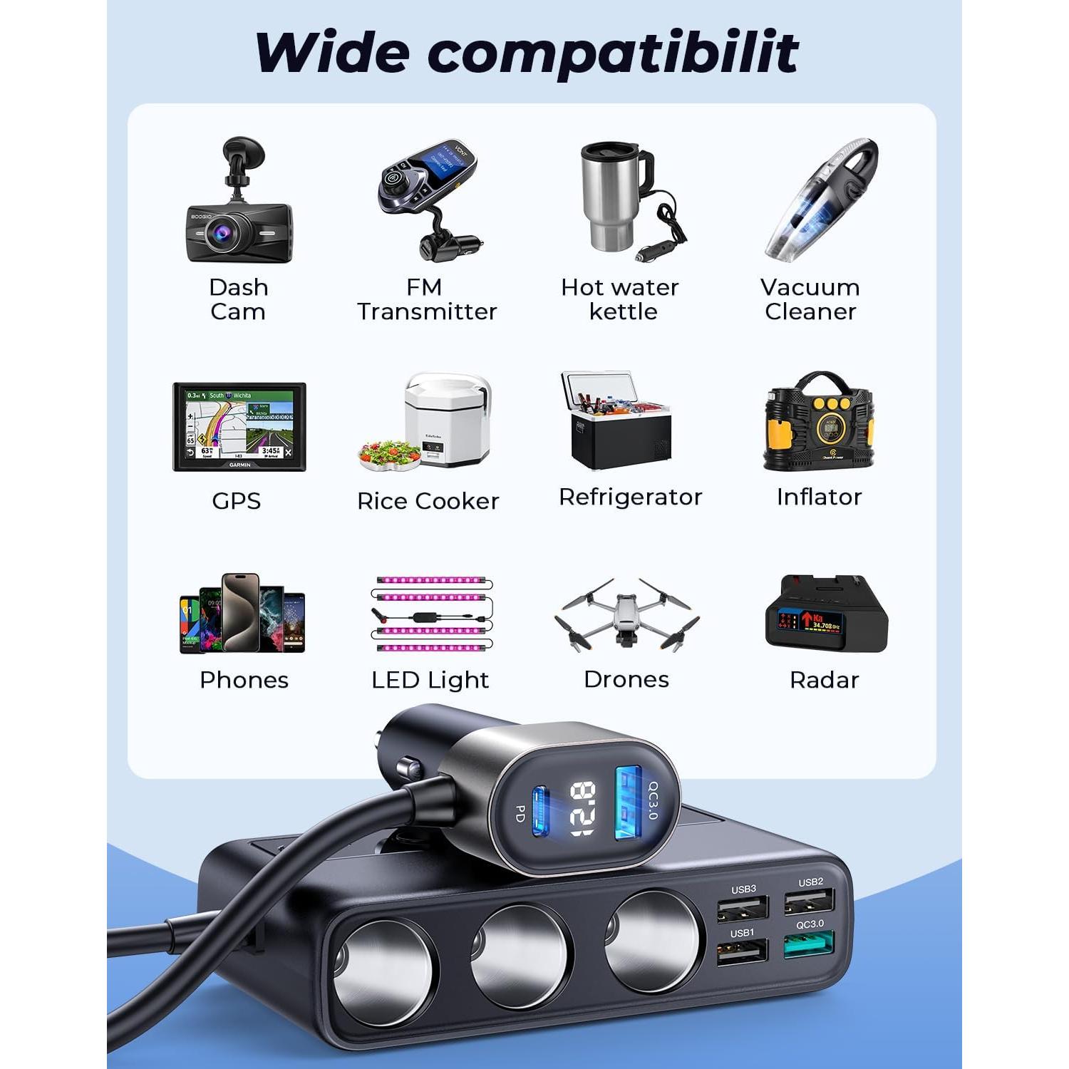 Adaptador de Encendedor de Cigarrillos JOYROOM 210W 9 en 1