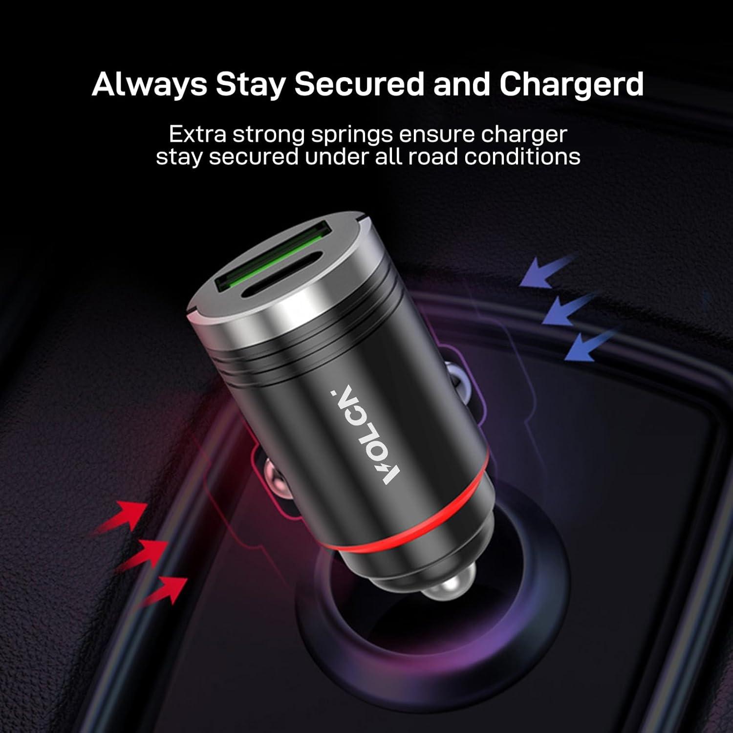 Cargador de Coche Doble USB-C y USB-A Volcn 30W Rápido