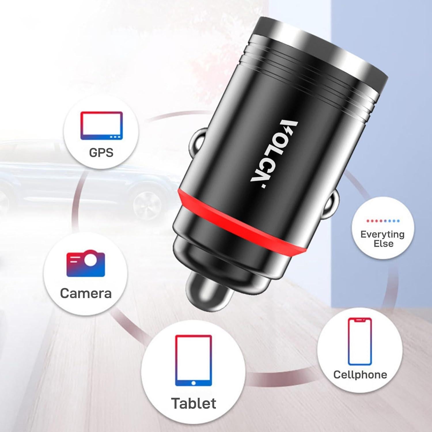 Cargador de Coche Doble USB-C y USB-A Volcn 30W Rápido