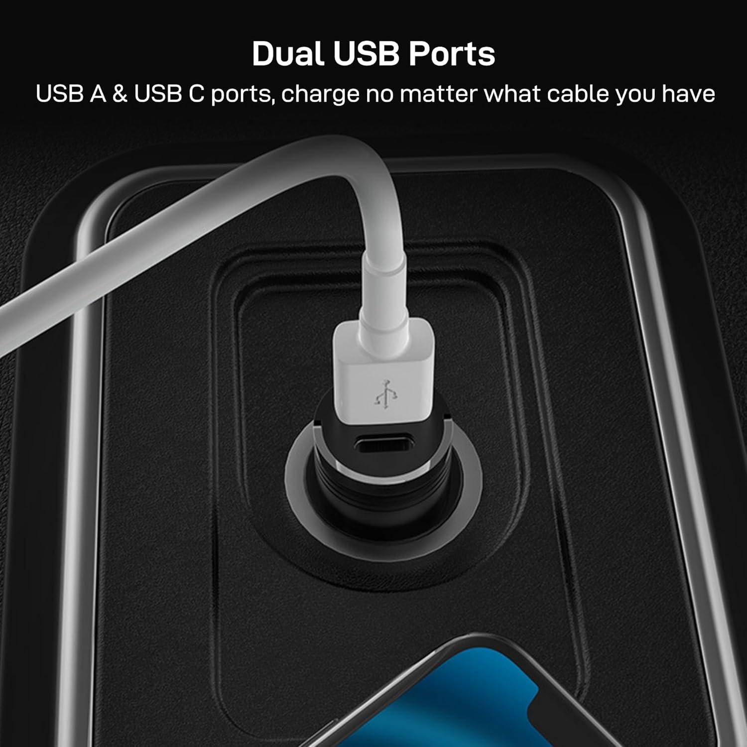 Cargador de Coche Doble USB-C y USB-A Volcn 30W Rápido