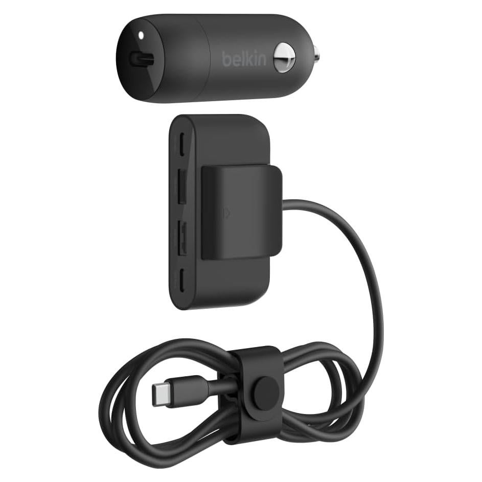 Cargador Rápido para Auto Belkin 30W USB-C 4 Puertos Negro
