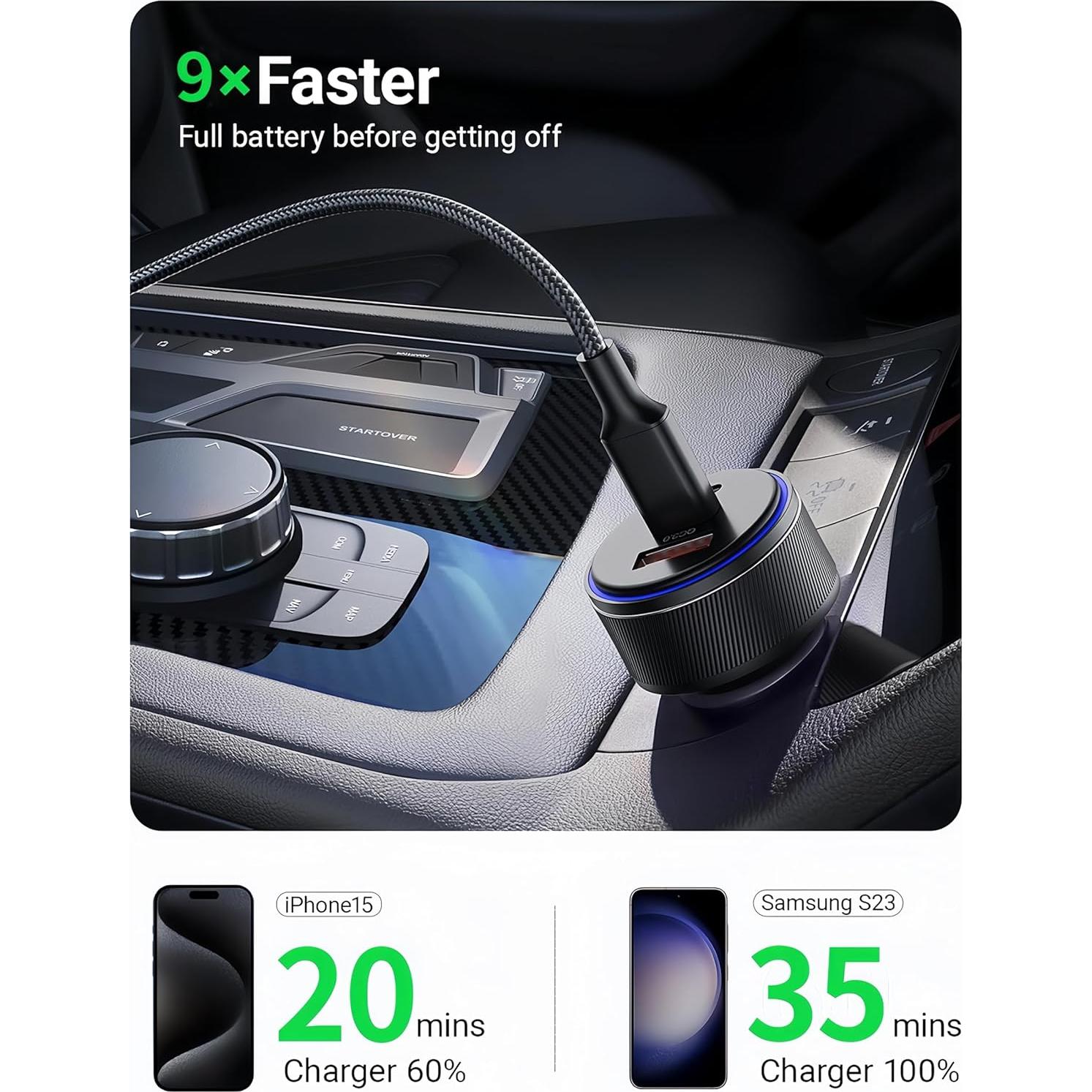 Cargador de coche USB-C 90W AKNSN 3 Puertos Rápido