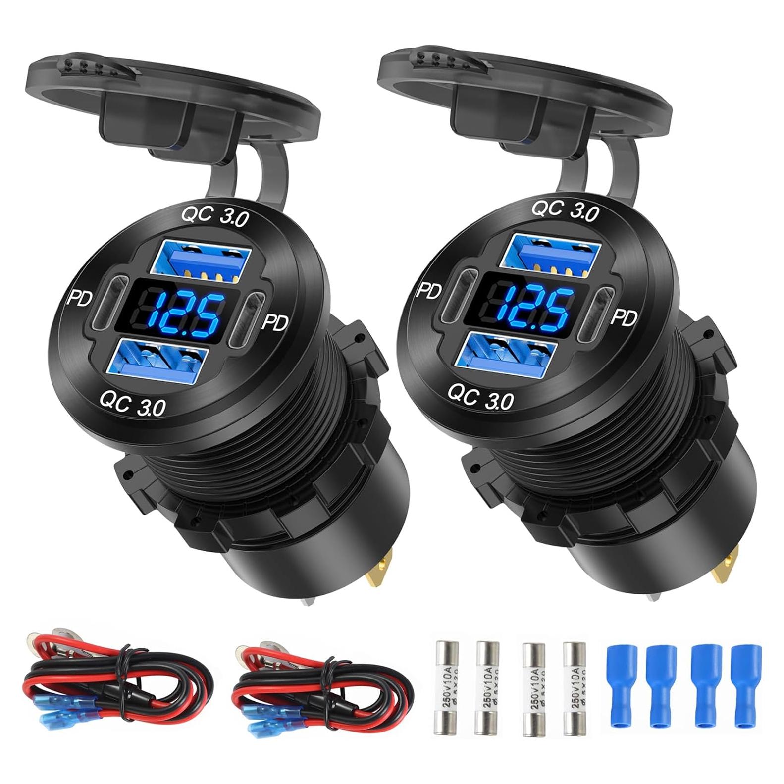 Cargador de Coche USB 12V TIANWIDJEW 4 Puertos 78W