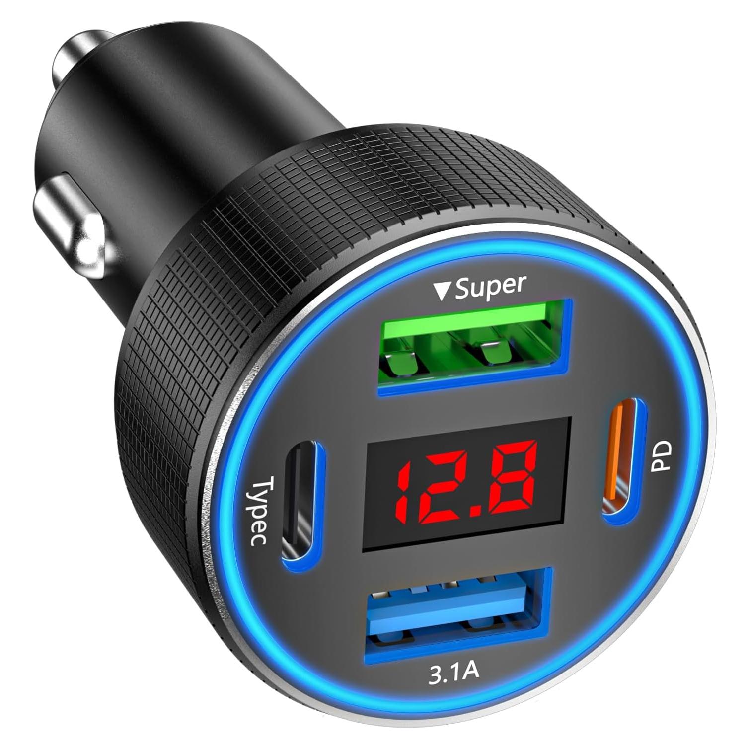 Cargador de coche USB C ANEXTIDE 78W 4 Puertos Rápido