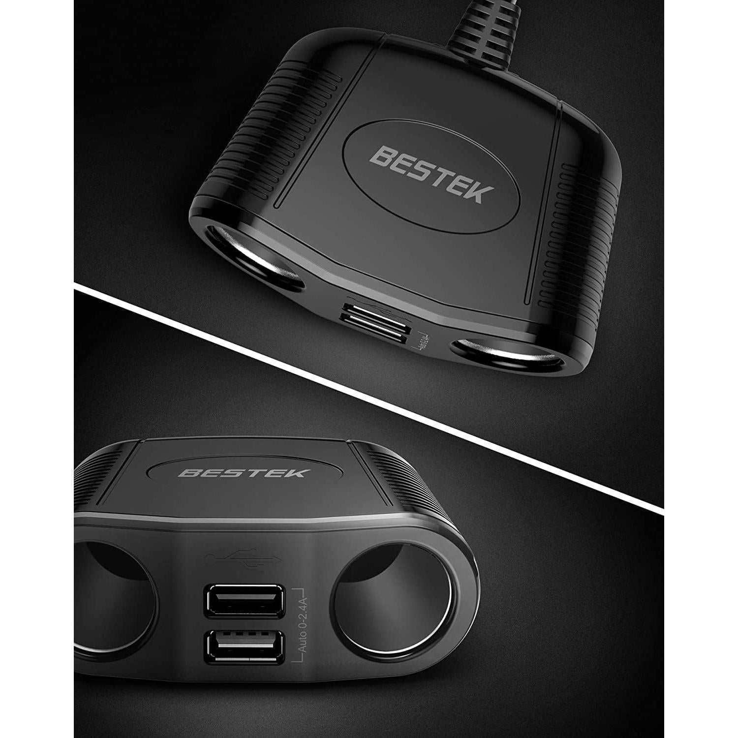 Adaptador Cargador Automóvil BESTEK 150W 2 Toma DC 2.4A USB