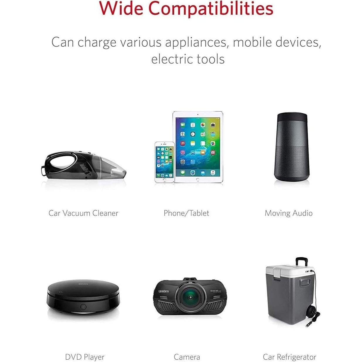 Adaptador Cargador Automóvil BESTEK 150W 2 Toma DC 2.4A USB