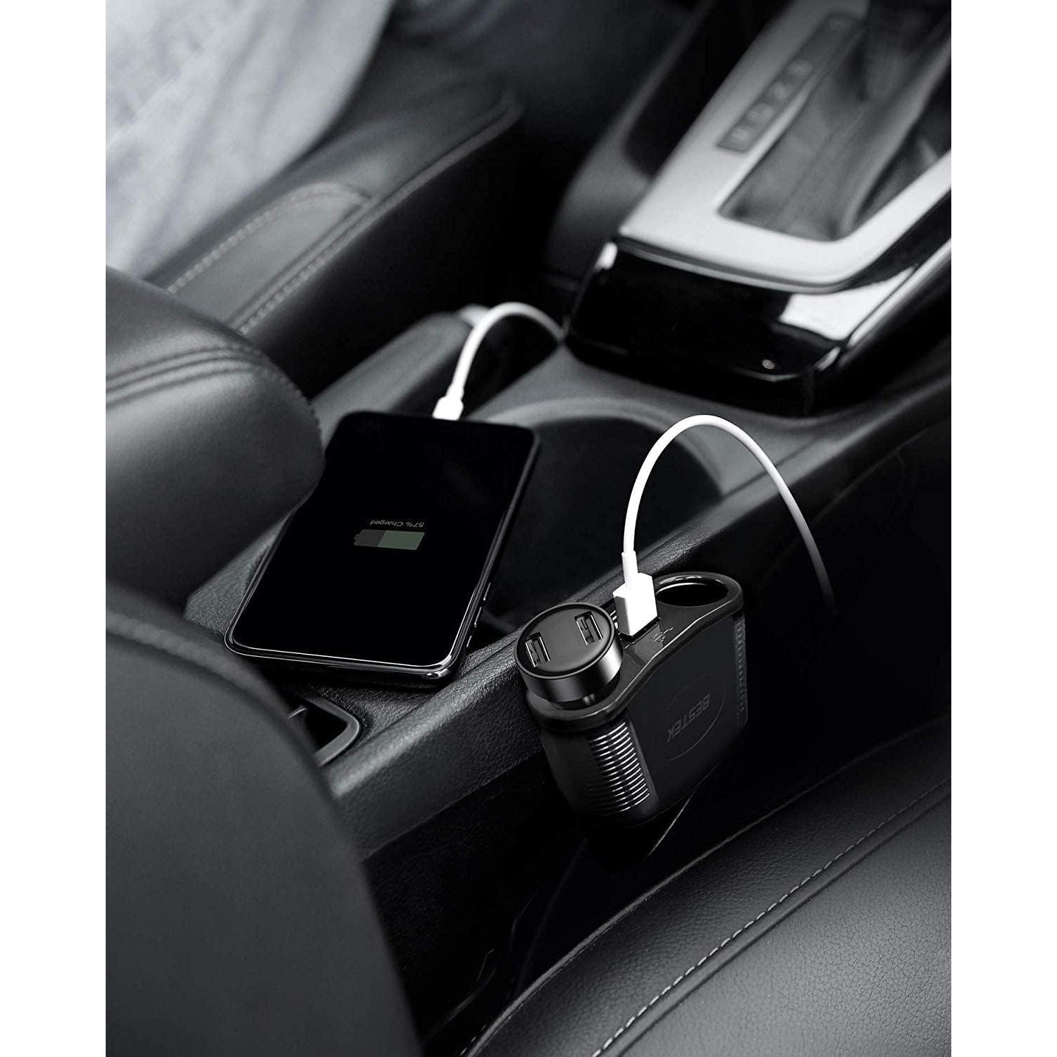 Adaptador Cargador Automóvil BESTEK 150W 2 Toma DC 2.4A USB