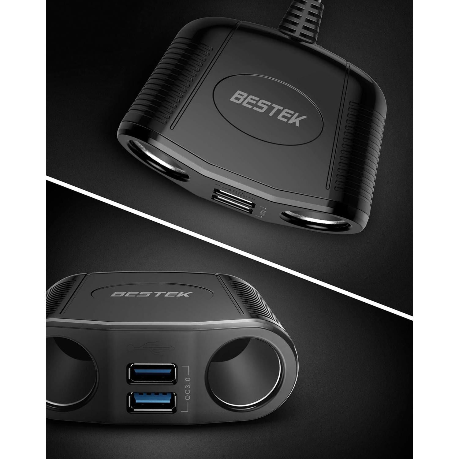 Adaptador Cargador Automóvil BESTEK 150W 2 Toma DC 2.4A USB